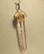 Quartz Point Pendant with Second Watermelon Stone