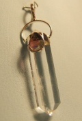 Double Point Laser Quartz Pendant with Second Fluorite Stone.