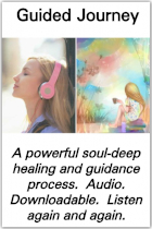 a woman with pink headphones and a girl sitting looking into the distance offer amethyst crystal healing