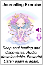 a small purple fairy sits with a pastel rainbow overhead offering a journalling process for healing
